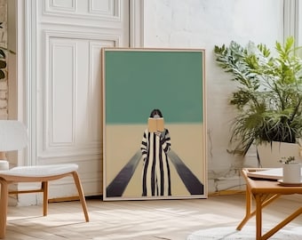 Abstract People Art, Mid Century Print, Modern Abstract Art, Abstract Wall Art, Minimalist Woman Print,  Female Figure Wall Art