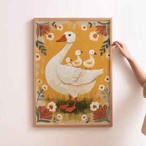 Farmhouse Nursery Art Vintage Folk Nursery Geese Print Vintage Duck Sketch Farmhouse Art Vintage Nursery Art Duck Wall Art Cottagecore Art