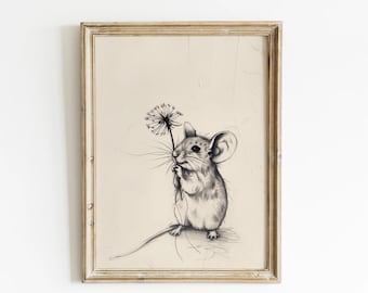 Woodland Nursery Art Field Mouse Print Cottagecore Kids Print  Woodland Nursery Art, Cottagecore Wall Art Farmhouse Nursery Print Mouse Art
