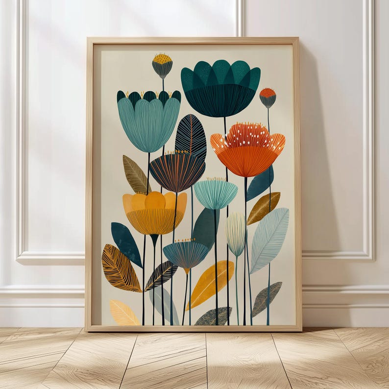 Scandinavian Art Norwegian Folk Art Floral Print Set of 2 Nordic Wall Art Norway Living Room Home Decor Scandi Bedroom Wall Art image 5