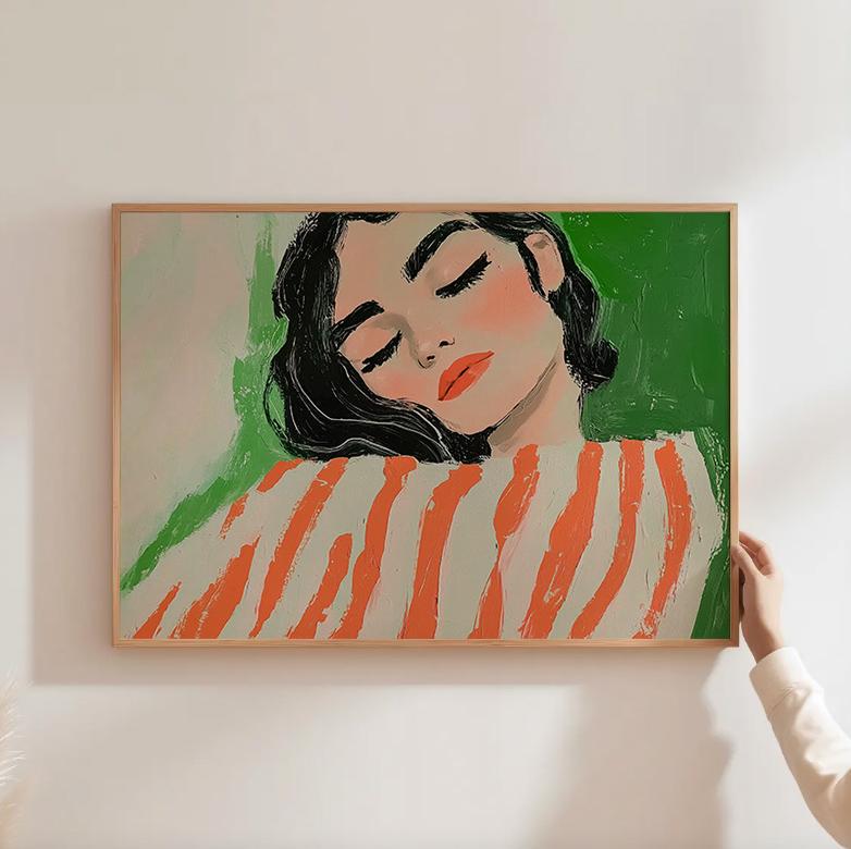 女性の肖像画、モダンな女性のイラスト、カラフルな壁飾り - Etsy 日本