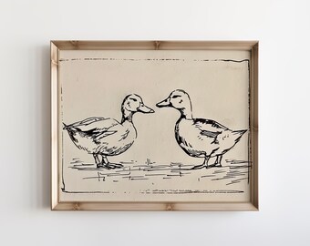 Farmhouse Duck Art Vintage Nursery Goose Print Cottagecore Wall Art Wild Vintage Duck Sketch Farmhouse Art Vintage Nursery Art Duck Wall Art