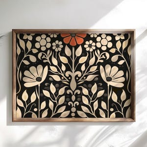 Scandinavian Art Norwegian Folk Art Floral Bird Print Nordic Art Gallery Living Room Art Modern Home Decor, Cafe Art Set Scandi Norway Art image 8