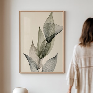 Blatt Linie Kunstdruck: Modernes skandinavisches Dekor (Digitaler Download)