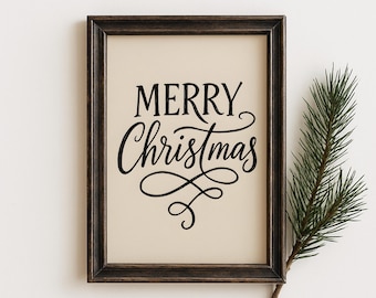 Merry Christmas Sign Print | Minimal Holiday Wall Art