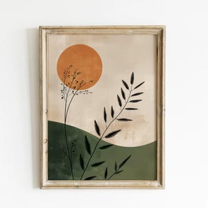 Japandi Wall Art Minimalist Japanese Art Scandi Prints Beige Green Decor Modern Scandinavian Art Japanese Poster Sun Art Scandi Wall Art image 5