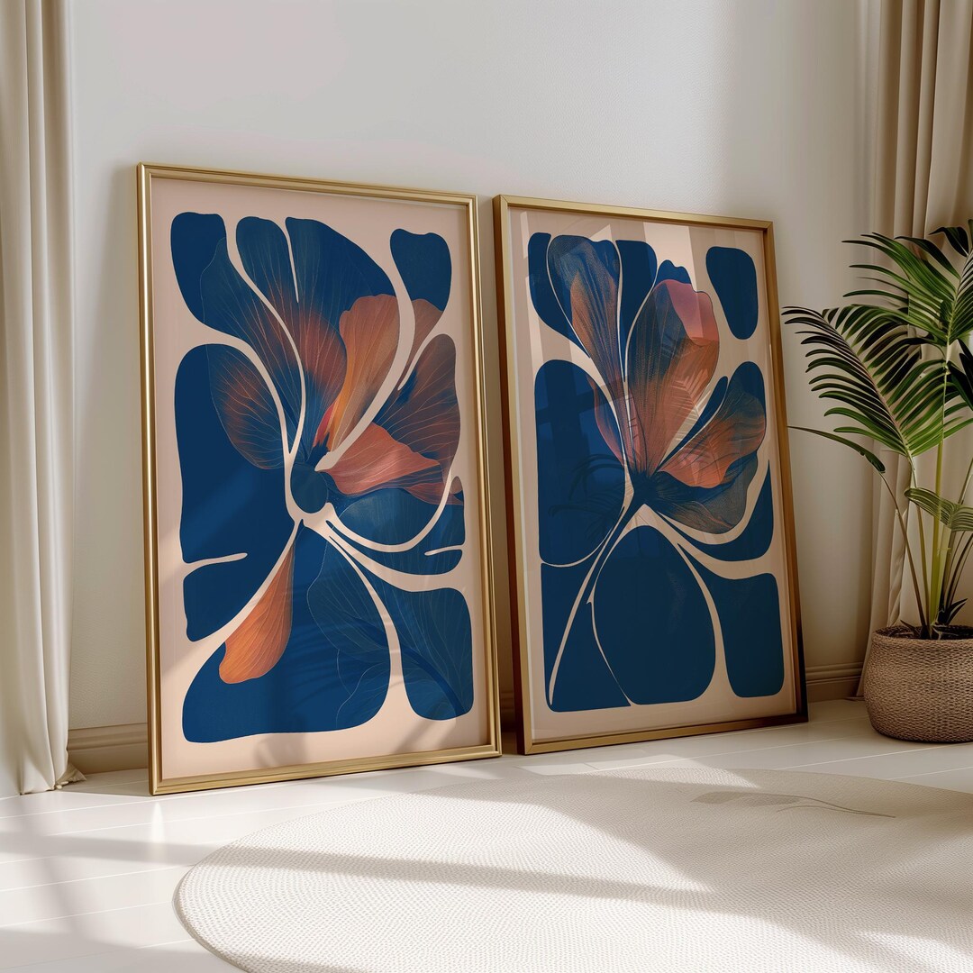 Abstract Botanical Art Floral Print Set of 2 Modern Floral Wall Art ...