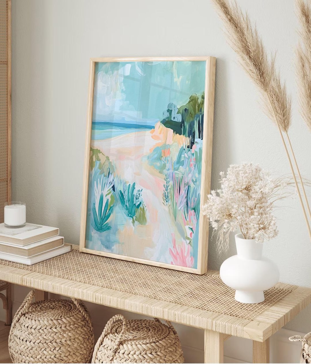 Pastel Beach Painting Beach Print Coastal Beach Wall Art Beach House ...