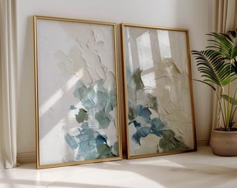 Zestaw sztuki ściennej Wabi Sabi Beżowy nadruk Kremowo-biały i niebieski Druki łazienkowe Minimalistyczna sztuka ścienna Abstrakcyjny pastelowy nadruk Niebieska teksturowana sztuka ścienna