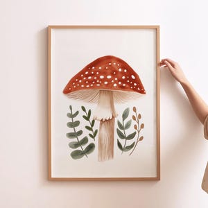 Mushroom Nursery Art, Woodland Prints, Forest Nursery, Woodland Kids Room Art, Watercolor Mushroom Print, Kids Woodland Decor