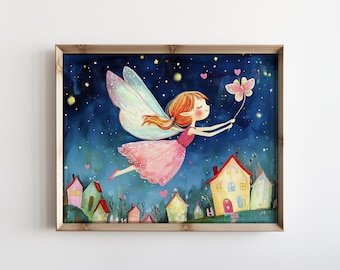 Art de chambre de filles féerique impression fée des dents Art déco bohème chambre de fille fée pour chambre de fille art chambre de fille art déco fée chambre de filles