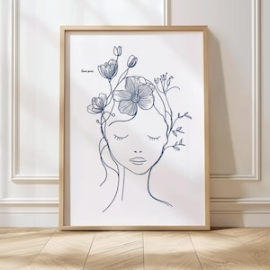 Blume Line Art Zeichnung Blume Skizze Botanischer Druck Poster Line Art Wand Kunst Schlafzimmer Botanisches Dekor Minimalist Line Art Blumendruck