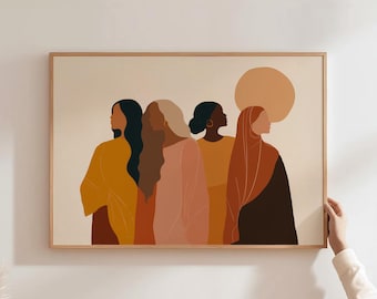 Strong Women Art, Women Culture Print, Women Power Print, Girl Power Art, Empowerment Women Art, Women Illustration, Feminist Wall Art