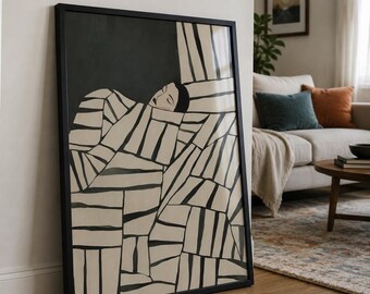 Abstract people art mid century print modern abstract art abstract wall art minimalist print living room art female figure wall decor