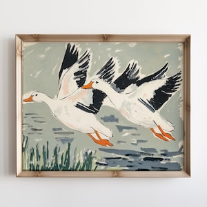 Geese Nursery Print Vintage Nursery Art Goose Wall Art Vintage Duck Drawing Farmhouse Art Vintage Nursery Art Cottagecore Geese Wall Art