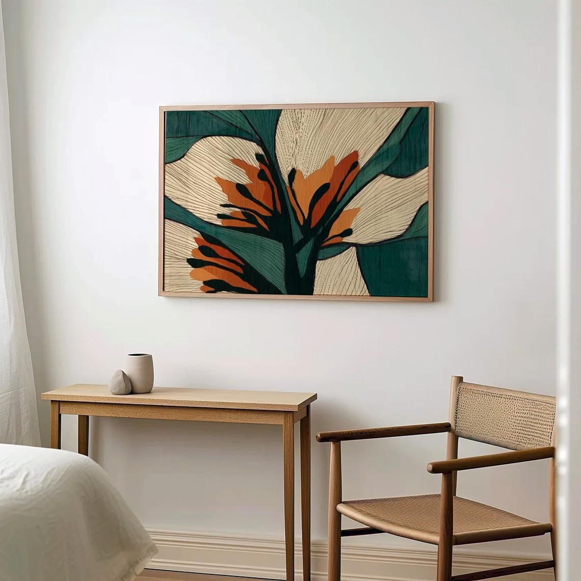 Abstract Botanical Art Floral Set of 2 Modern Flower Wall Art Botanical ...