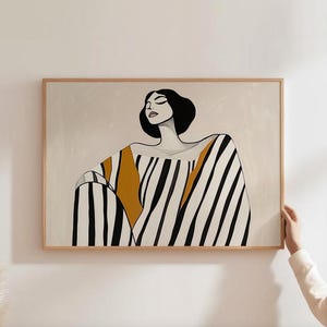 Abstract People Art Mid Century Print Modern Abstract Art Abstract Wall Art Minimalist Print Living Room Art Female Figure Wall Decor