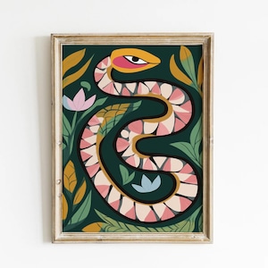 Modern Snake Print Scandinavian Snake Art Abstract Snake Print Printable Snake Art Scandinavian Snake Art Maximalist Wall Art