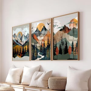 Boy Room Mountain Nursery Art Mountain Print Tree Nursery Decor Nursery Wall Art Adventure Theme Nursery Nordic Style Boys Room Prints image 2