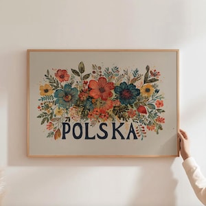 Póster de arte popular polaco, impresión de arte mural floral vintage polaco, decoración retro polaca para el hogar, regalo tradicional polaco, decoración del hogar polaco