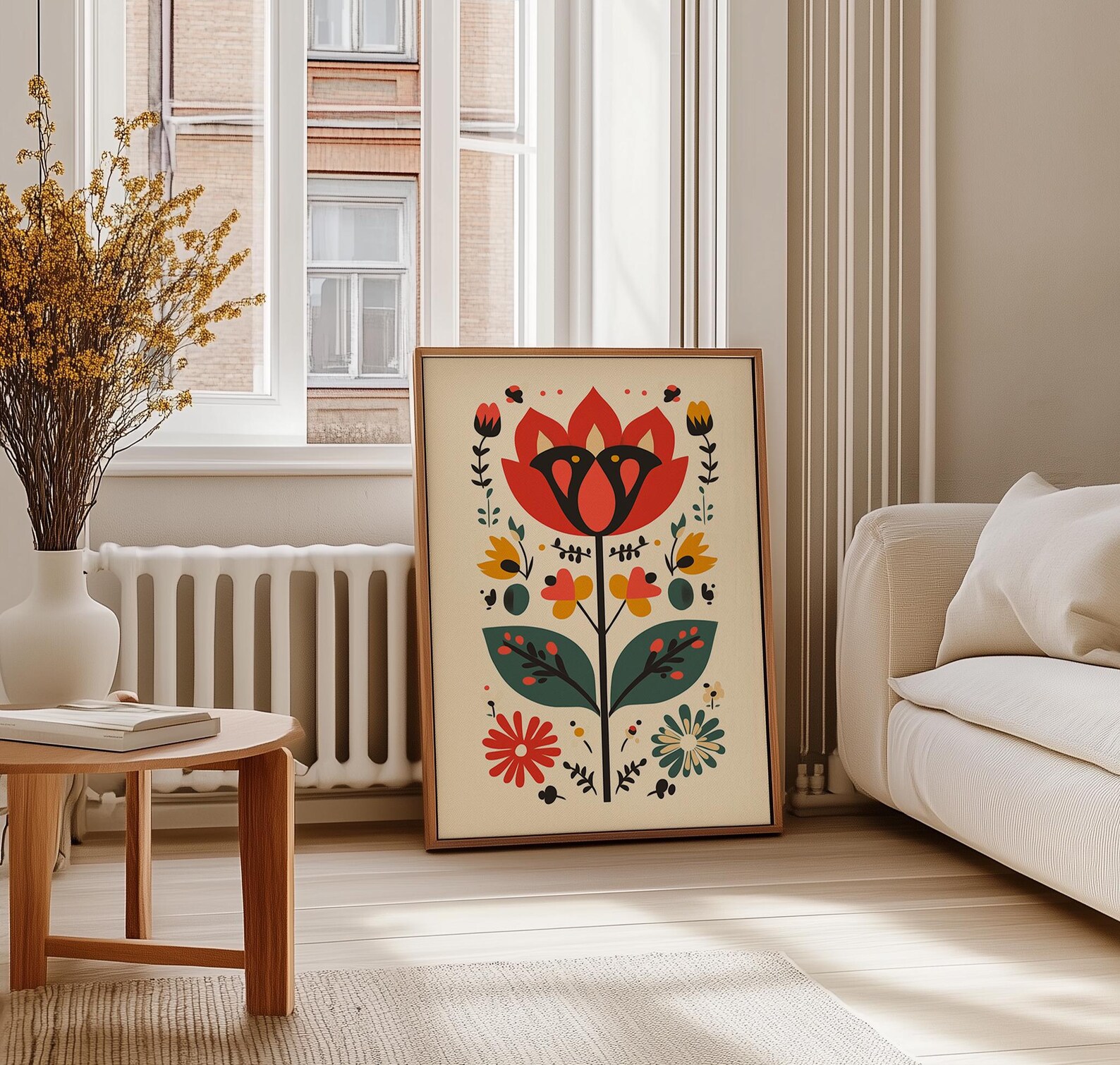 Scandinavian Art Norwegian Folk Art Floral Print Set of 4 Nordic Prints ...