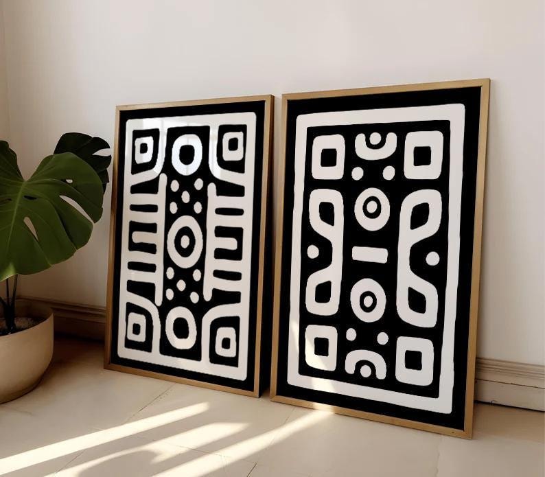 Tribal African Art Pattern Wall Art Afrocentric Prints Contemporary African Art African Home Decor Afrocentric Wall Art Black Culture Art image 2