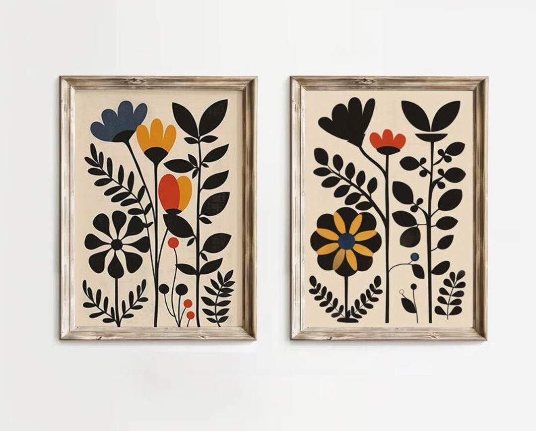 Scandinavian Art Norwegian Folk Art Floral Print Nordic Wall Art ...