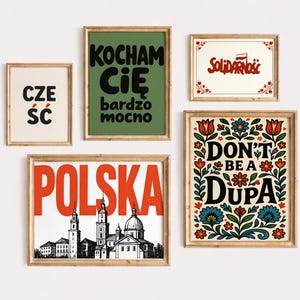 Polsk väggkonstset, Polska plakater, rolig polsk citatdekor, folkliga blomstertryck