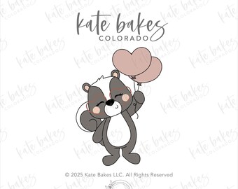 Skunk with Heart Balloons Cookie Cutter