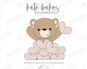 Bear in Pile of Hearts Cookie Cutter