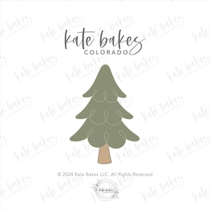 May include: A green stylized illustration of a Christmas tree with a brown trunk. The text "kate bakes COLORADO" is at the top of the image.