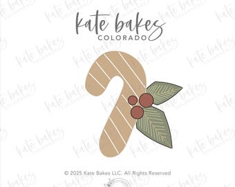 Candy Cane with Greenery Cookie Cutter