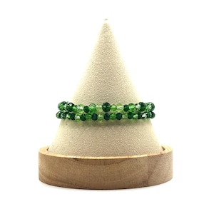 St. Patrick’s Day 2 Piece Beaded Bracelet Set with 3 Shades of Green Shimmery Crystal Glass Beads