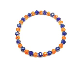 Astros Blue & Orange Shimmery Crystal Glass Beaded Bracelet