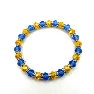 Los Angeles Chargers NFL Football Inspired Blue & Yellow Shimmery Crystal Glass Rhinestone Beaded Bracelet