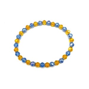 Los Angeles Chargers NFL Football Inspired Beaded Bracelet with Blue & Yellow Shimmery Crystal Glass Beads