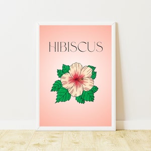 Aesthetic Hibiscus Flower Print | Tropical Wall Art | Botanical Wall Art | Floral Wall Art | Boho Decor | Soft Pink Decor | Digital Download