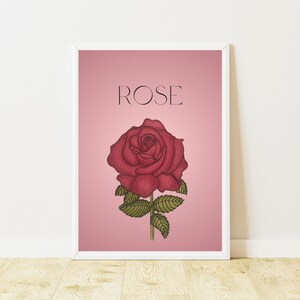Impression esthétique de fleurs roses | Art mural rose | Art mural botanique | Art mural floral | Décoration rouge | Art mural rouge | Téléchargement numérique