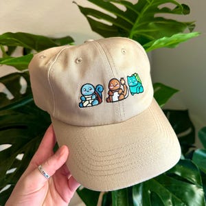 The Starters Baseball Hat, Bulbasaur, Charmander, Squirtle, Cool Hats, Gifts for Him, Fathers Day Gifts, Birthday Christmas, Dad Hat, Gaming