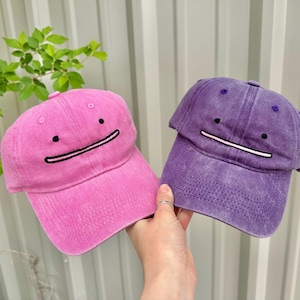 Ditto Smiley Face Embroidered Baseball Hat, Funny Hats, Gifts for Her, Fathers Day, Birthday, Anime Cartoon, Christmas, Summer Beach Caps