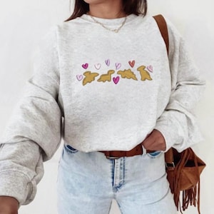 Valentinstag Hühnernugget mit Dinosaurier-Motiv, Geschenke für Sie, Weihnachtsgeschenke, Geburtstag, Herzen, lustige Pullover, Dino Nugs