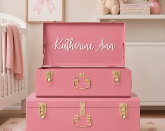 Personalized Keepsake Metal Trunk Box Baby Shower Wedding Bride Memory Gifts  Home Decor Nursery Room Kids Pregnancy Mom Mothers Day Dorm
