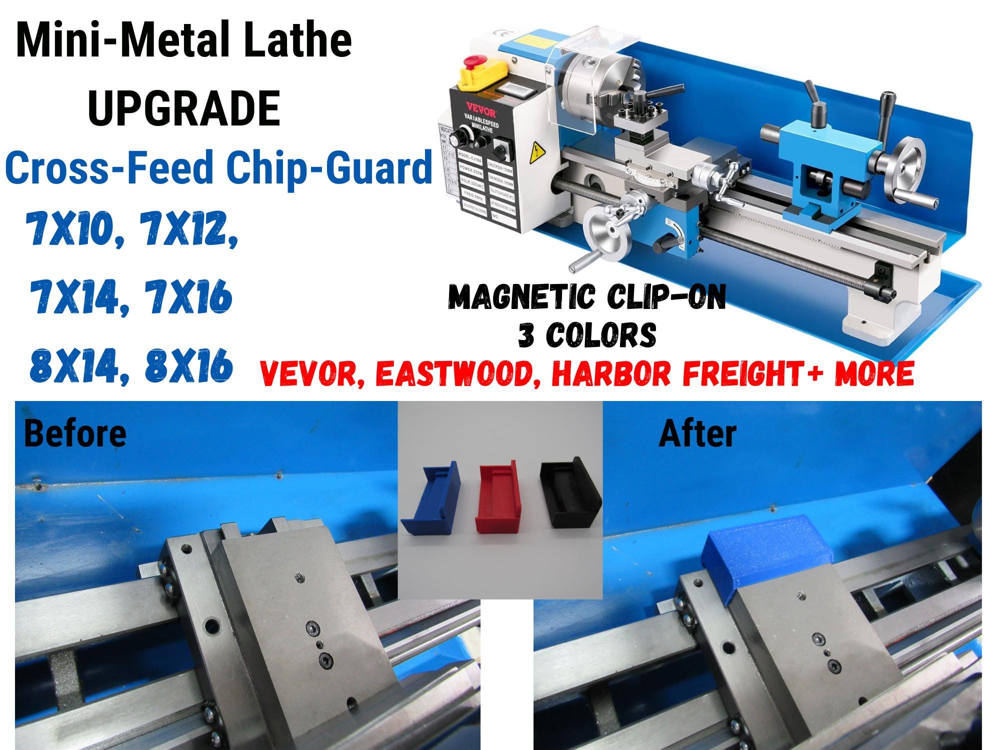 Mini Metal Lathe UPGRADE Cross-feed COVER - 7x10, 7x12, 7x14, 7x16