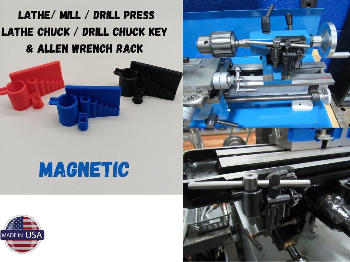 Ledge Machine Lathe, Drill Press, Milling Machine Chuck Key, Allen Set Holder ...