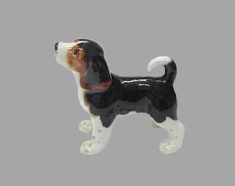 Hand-Painted Miniature Porcelain Beagle Dog Figurine 27056