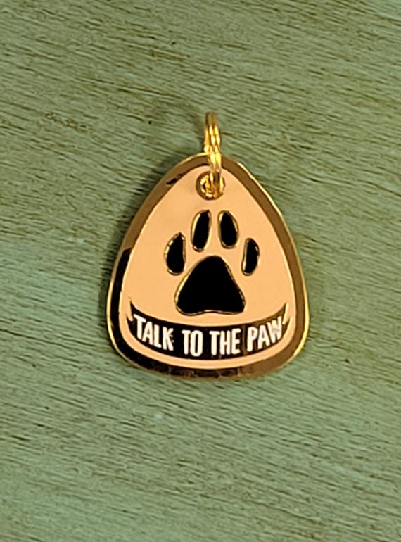 Enamel and Brass “talk to the Paw” Dog and Cat Collar Charm 29639