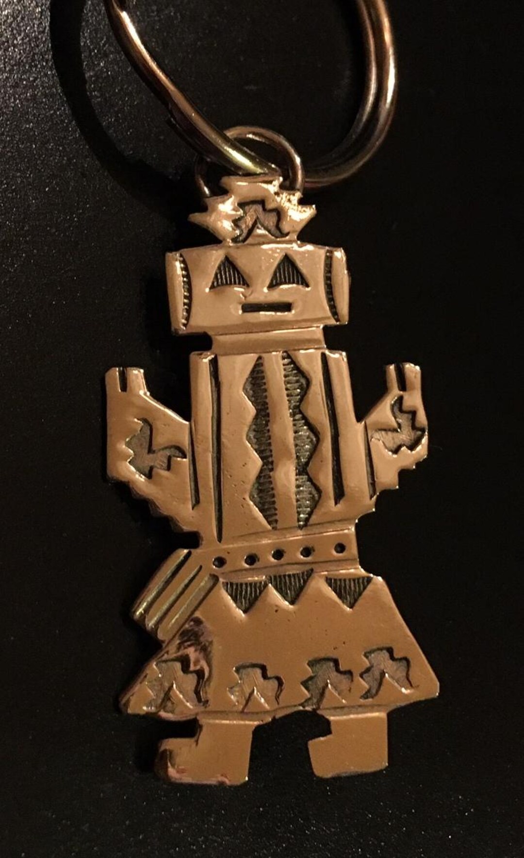 Indigenous Key Rings Navajo-crafted Alpaca Silver Key Ring Zipper Pull With Native American ...