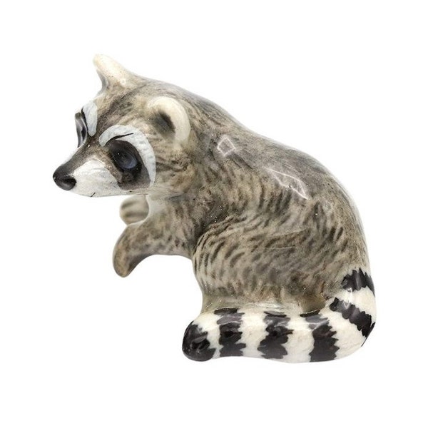 Hand-Painted Miniature Porcelain Raccoon Figurine 27094