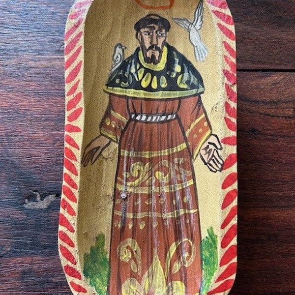 Hand Carved/Painted Retablo of St. Francis of Assisi, Patron Saint of Animals – 28439