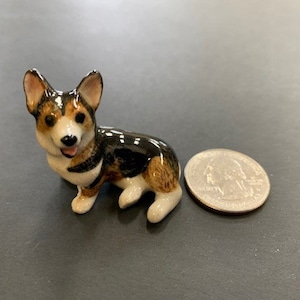 Hand-Painted Miniature Porcelain Cardigan Corgi Dog Figurine – 26723